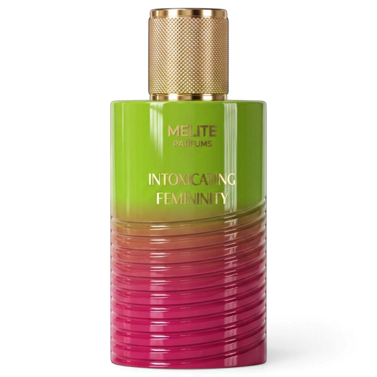 MELITE PARFUMS Intoxicating Femininity 55ml women's eau de parfum in a green and pink ombre bottle with gold cap.
