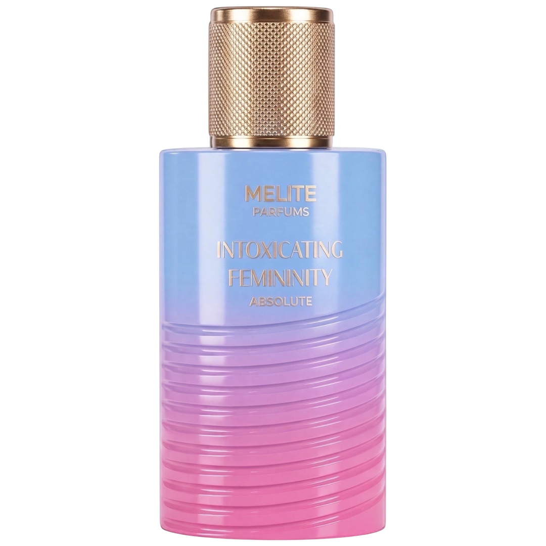 MELITE PARFUMS Intoxicating Femininity Absolute 55ml women's EDP in a blue and pink gradient bottle with gold cap.
