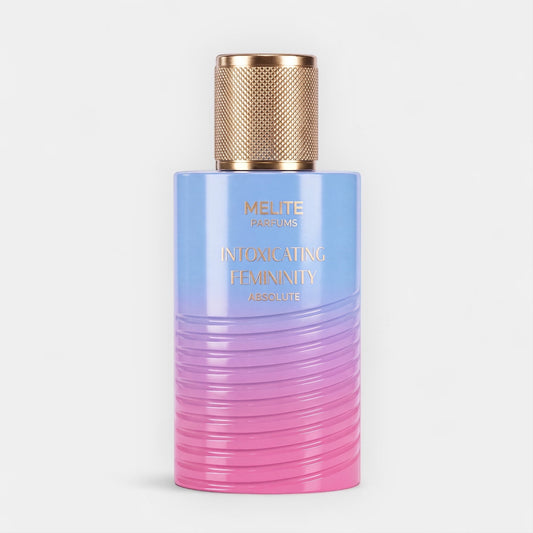 MELITE PARFUMS Intoxicating Femininity Absolute women's EDP in a blue and pink gradient bottle with a gold cap.