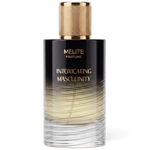 MELITE PARFUMS Intoxicating Masculinity 55ml men's extrait perfume bottle with a black and gold gradient design.