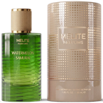 MELITE PARFUMS Watermelon Samurai 55ml unisex eau de parfum bottle with green glass and gold cap next to its box